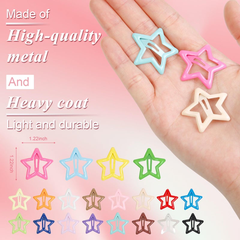 TEBIEKOY 80Pcs Y2K Star Hair Clips - Colorful Metal Snap Hair Barrettes for Women Girls Non-Slip Cute Star Hair Accessories for Daily Party - Image 3